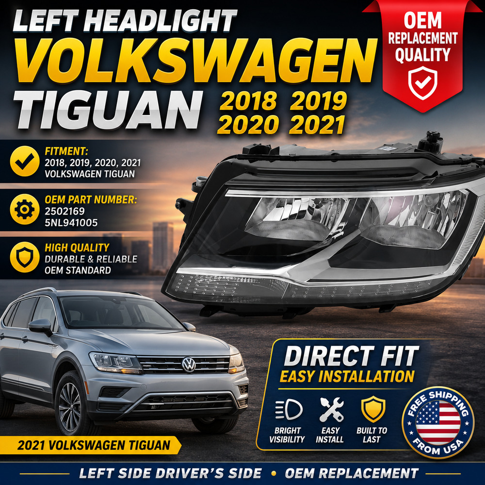 Left Headlight Volkswagen Tiguan 2018 2019 2020 2021 VW# 2502169 5NL941005